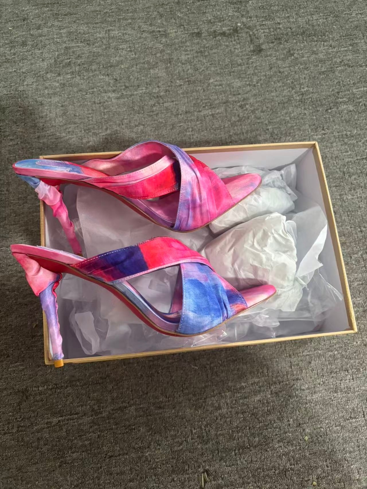 Women's Pink-Blue Tie-Dye Sati - Slip Dress Satin ulasan dan harga