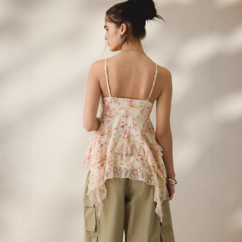 Vintage Floral Chiffon Cami To - Cami Top Lace ulasan dan harga