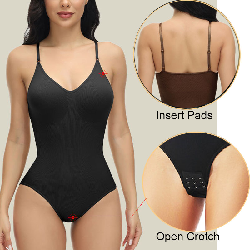 GUUDIA V Neck Spaghetti Strap  - Shapewear Bodysuit Firm ulasan dan harga