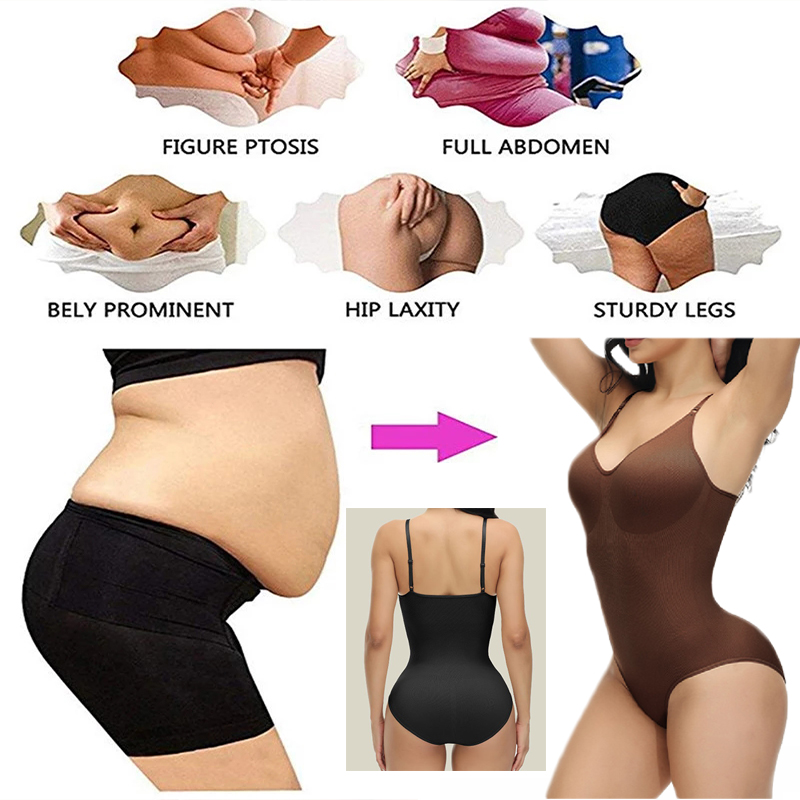 GUUDIA V Neck Spaghetti Strap  - Shapewear Bodysuit Firm ulasan dan harga