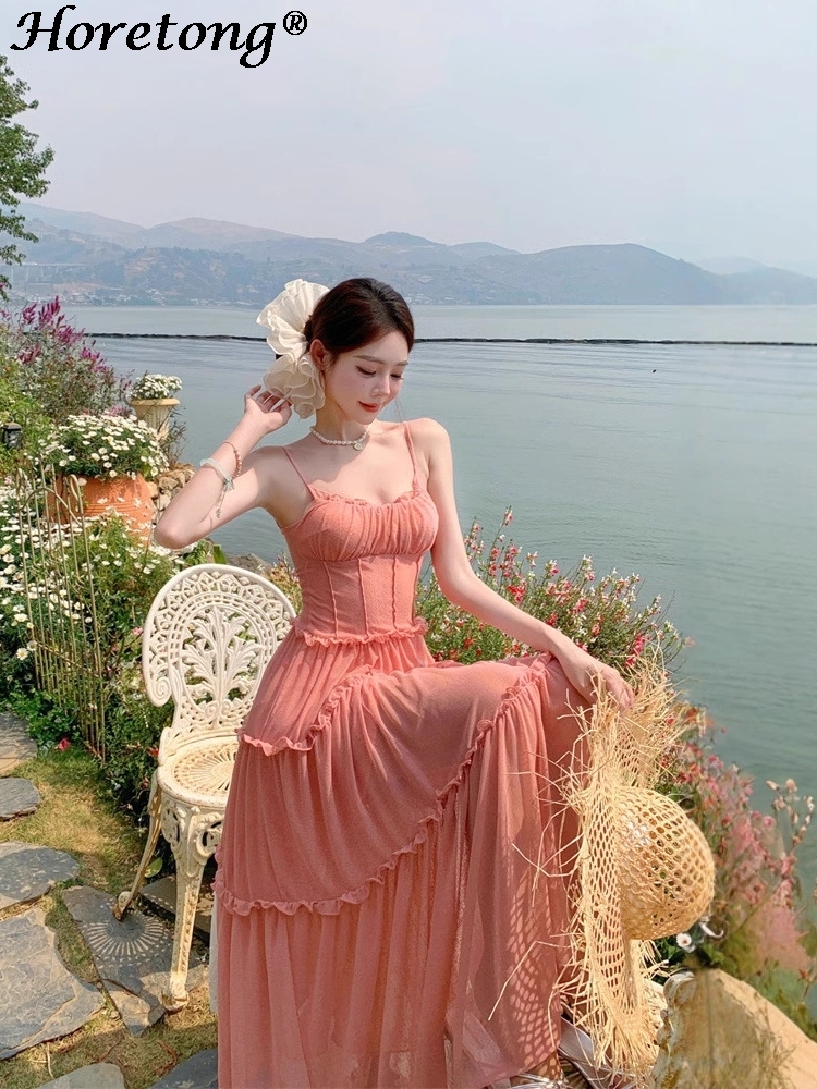 Women's Summer Solid Cami Maxi - Corset Waist Cinch ulasan dan harga