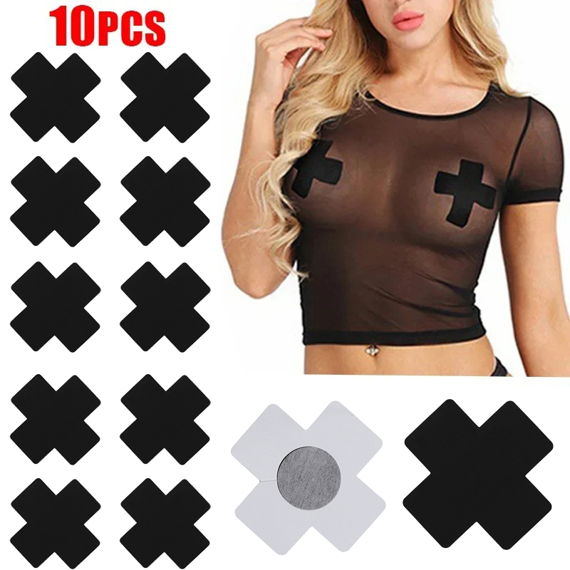 Sexy Black Cross Nipple Cover  - Nipple Cover Pasties ulasan dan harga