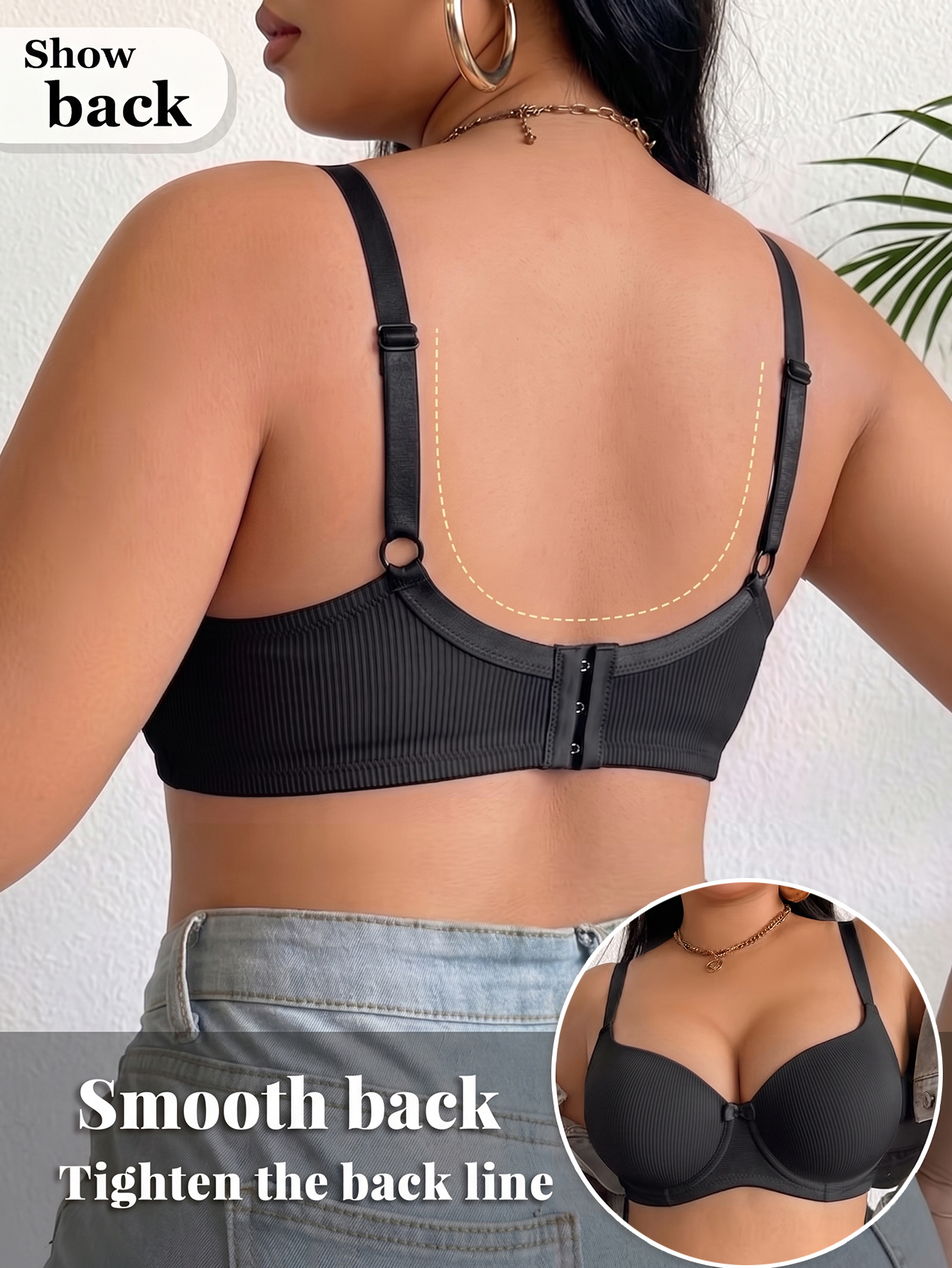 Plus Size Ribbed Women Bra Thi - Push Up Bra Padded ulasan dan harga
