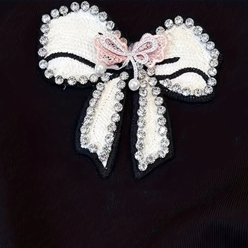 White Lace Trim Rhinestone Bow - Cami Top Lace ulasan dan harga