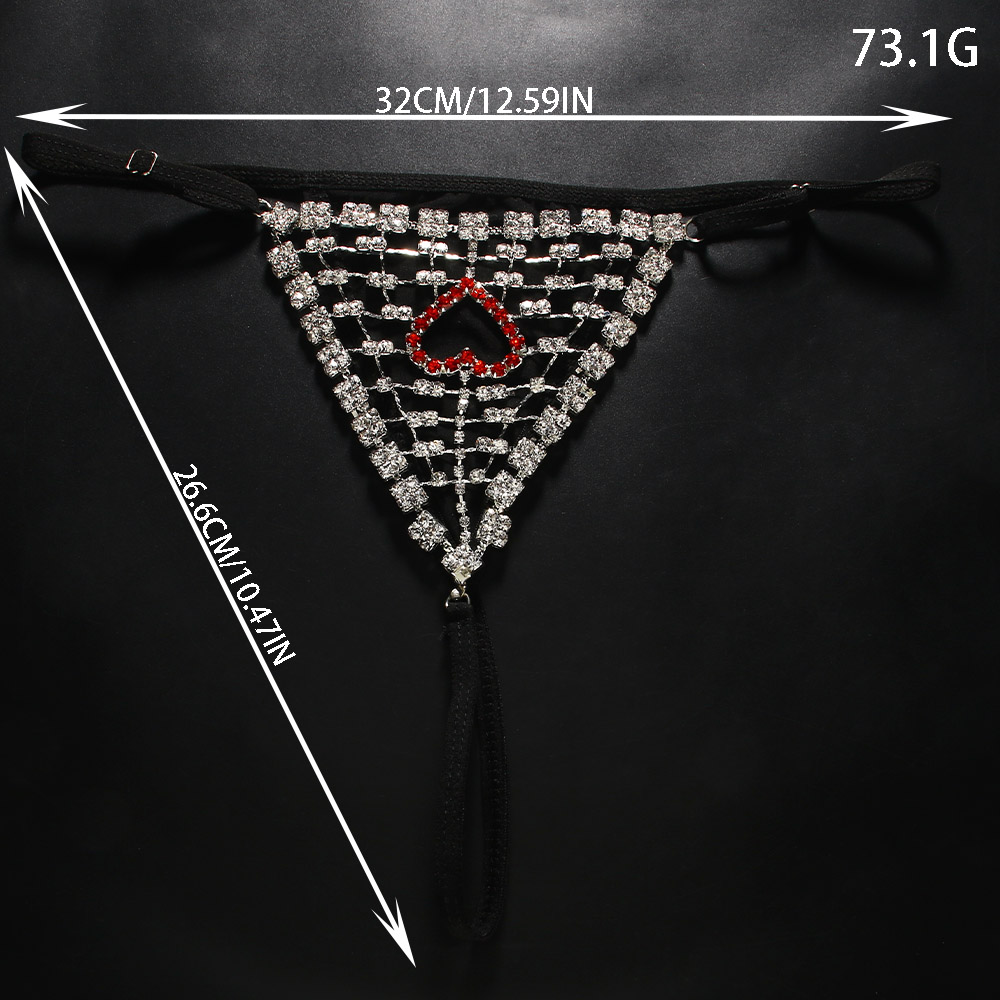 Rhinestones Heart Hollow Thong - Thong Bikini Women ulasan dan harga